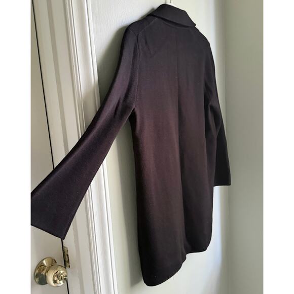 J. Crew Open Front Sweater Long Line Black Blazer 100% Merino Wool Sz XXS - Picture 6 of 6